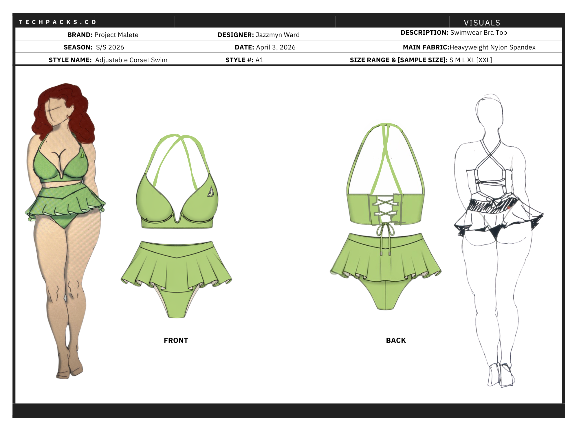 Project Malete swimsuit blueprint